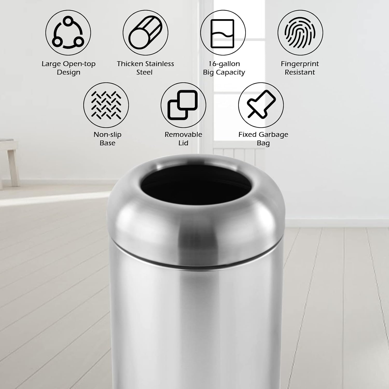 Large Stainless Steel Open‑Top - Commercial Kitchen Garbage Disposal 评论和价格