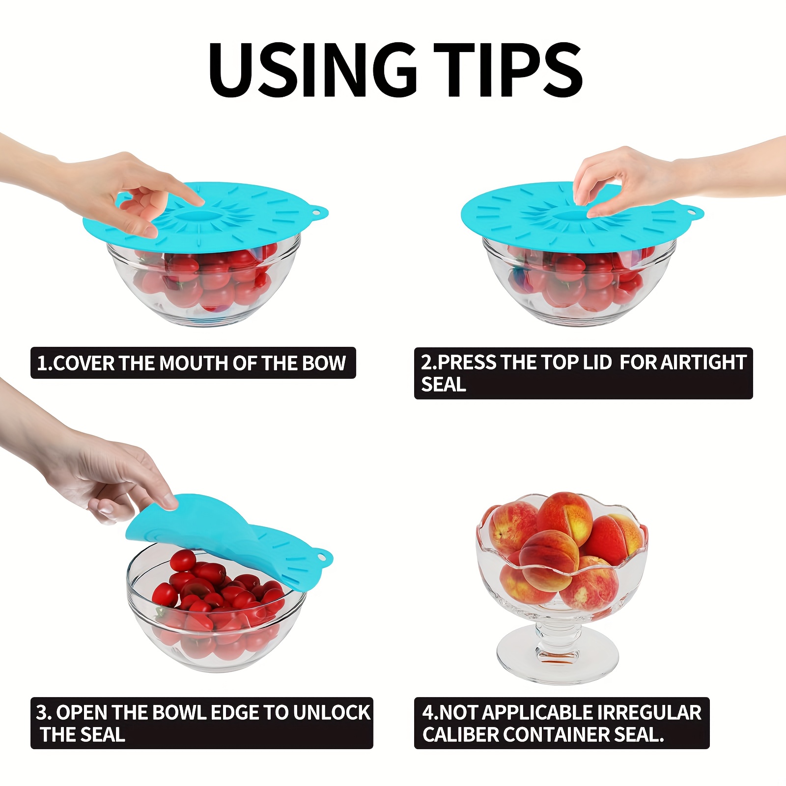 5-Piece Silicone Lids, Heat-Re - Commercial Kitchen Pans 评论和价格
