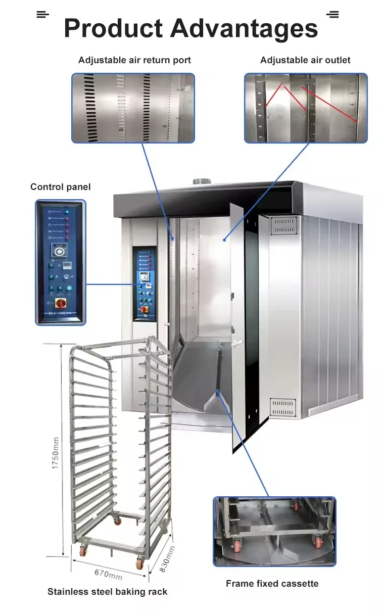FL 12 16 32 64 Trays Commercia - Rotary Bakery Oven 评论和价格